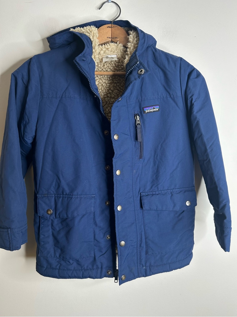 Patagonia Kids Infurno Jacket Coat Sherpa-lined Blue Size S (7-8)